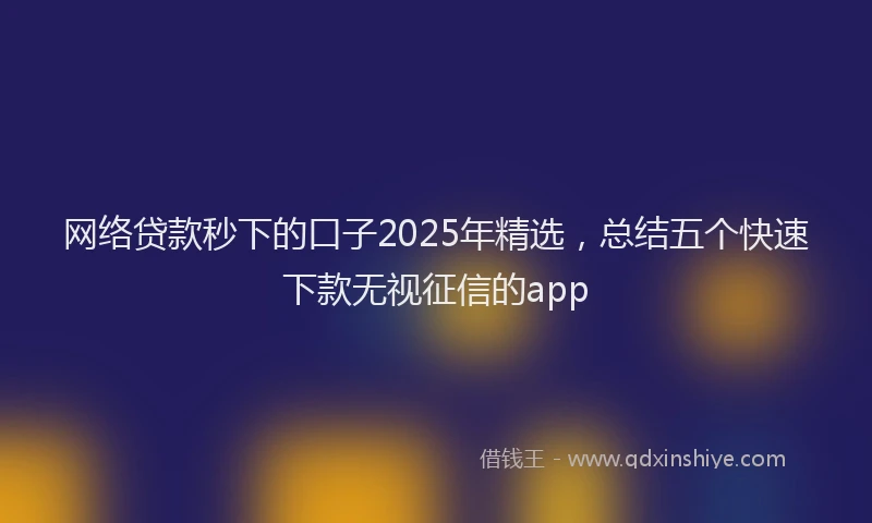 网络贷款秒下的口子2025年精选，总结五个快速下款无视征信的app