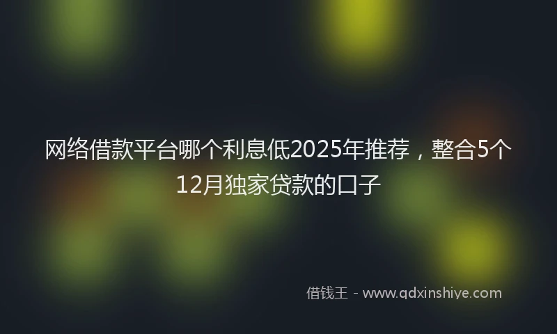 网络借款平台哪个利息低2025年推荐，整合5个12月独家贷款的口子