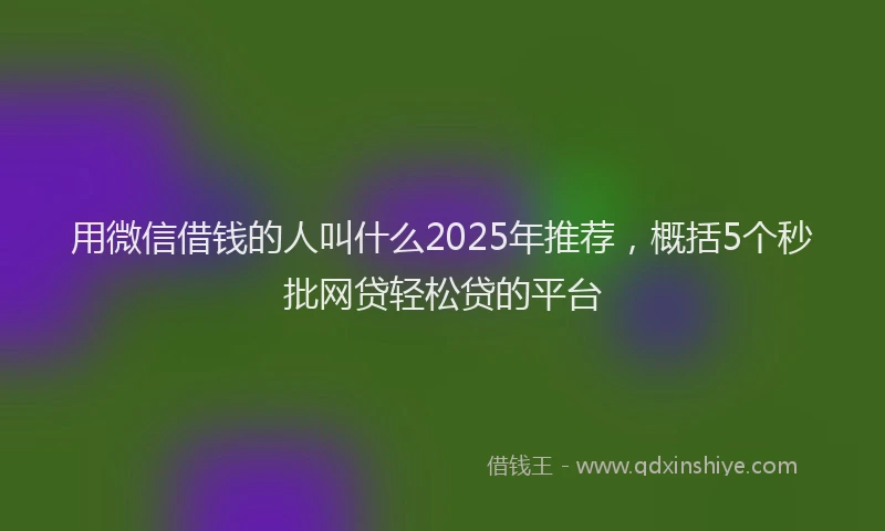 用微信借钱的人叫什么2025年推荐，概括5个秒批网贷轻松贷的平台