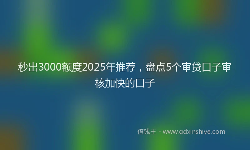秒出3000额度2025年推荐，盘点5个审贷口子审核加快的口子