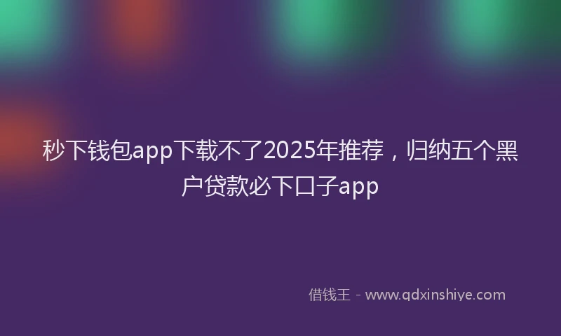 秒下钱包app下载不了2025年推荐，归纳五个黑户贷款必下口子app