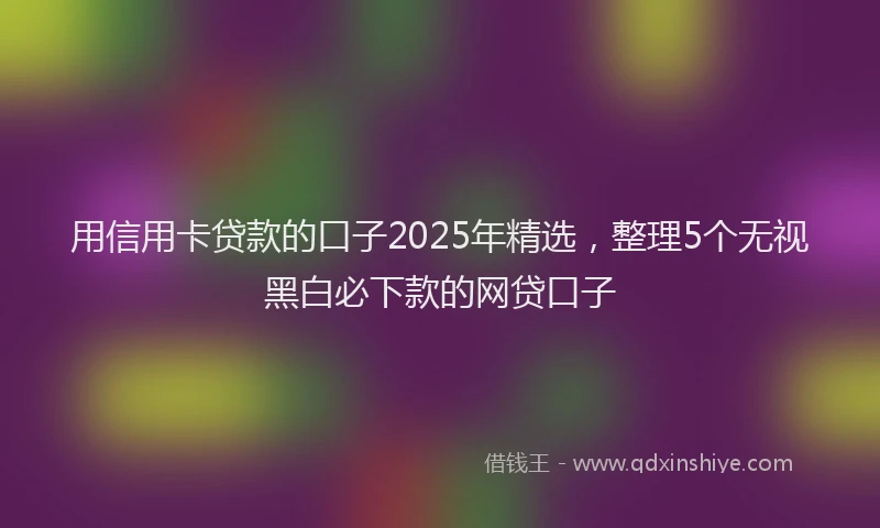 用信用卡贷款的口子2025年精选，整理5个无视黑白必下款的网贷口子