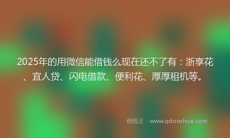 2025年的用微信能借钱么现在还不了有：浙享花、宜人贷、闪电借款、便利花、厚厚租机等。