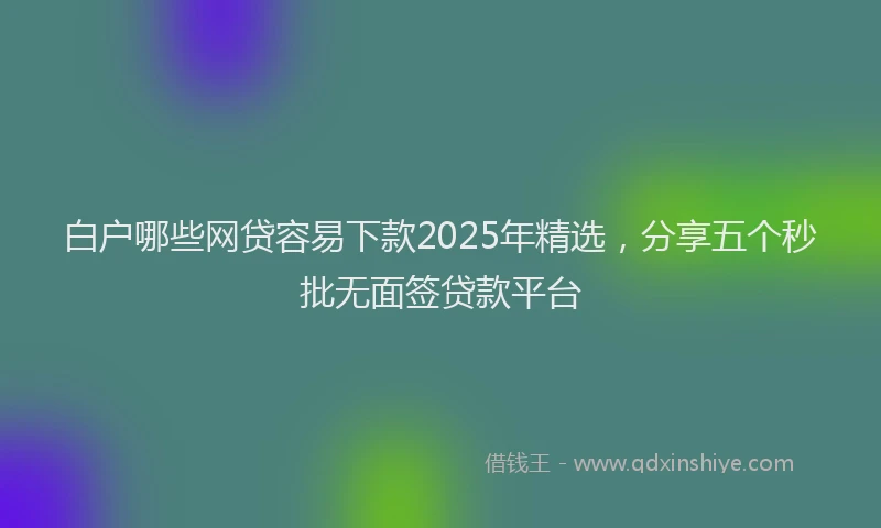 白户哪些网贷容易下款2025年精选，分享五个秒批无面签贷款平台