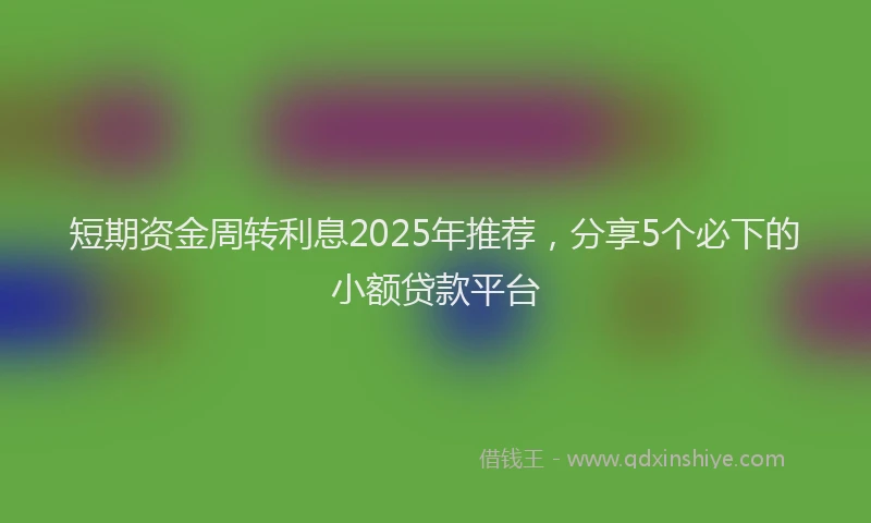 短期资金周转利息2025年推荐，分享5个必下的小额贷款平台