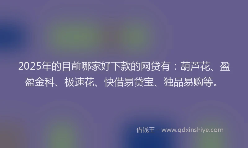 2025年的目前哪家好下款的网贷有：葫芦花、盈盈金科、极速花、快借易贷宝、独品易购等。