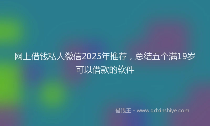 网上借钱私人微信2025年推荐，总结五个满19岁可以借款的软件