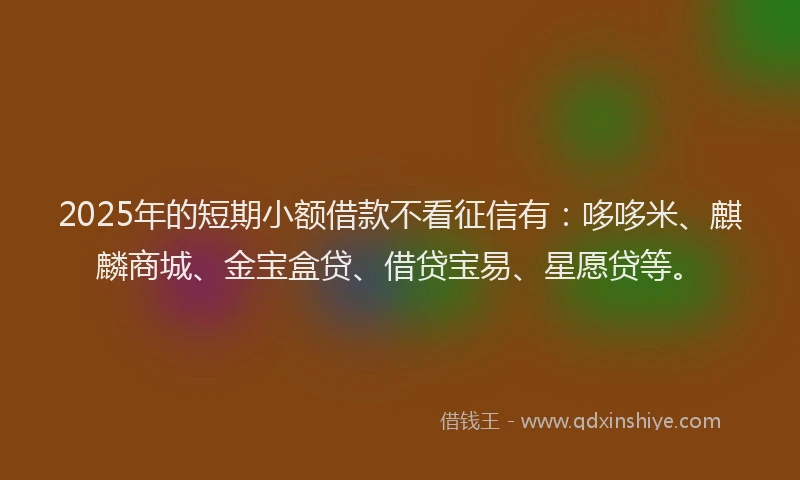 2025年的短期小额借款不看征信有：哆哆米、麒麟商城、金宝盒贷、借贷宝易、星愿贷等。
