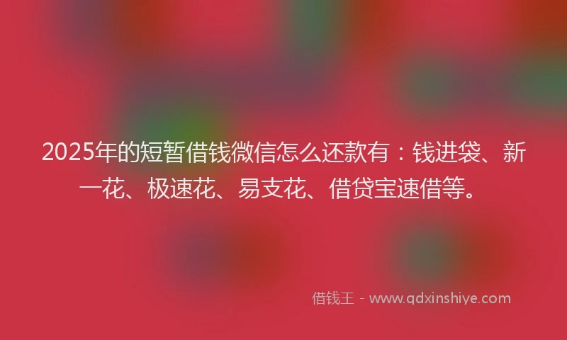 2025年的短暂借钱微信怎么还款有：钱进袋、新一花、极速花、易支花、借贷宝速借等。