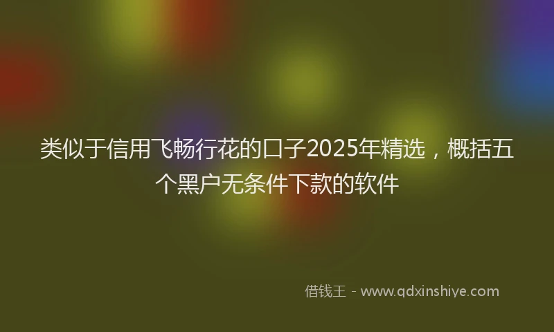 类似于信用飞畅行花的口子2025年精选，概括五个黑户无条件下款的软件