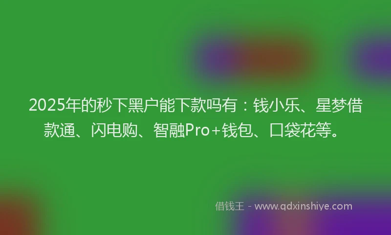 2025年的秒下黑户能下款吗有：钱小乐、星梦借款通、闪电购、智融Pro+钱包、口袋花等。