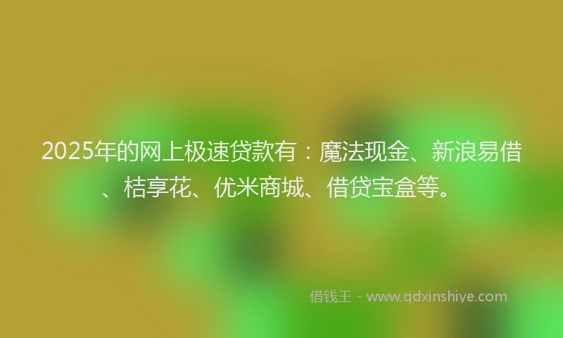 2025年的网上极速贷款有：魔法现金、新浪易借、桔享花、优米商城、借贷宝盒等。