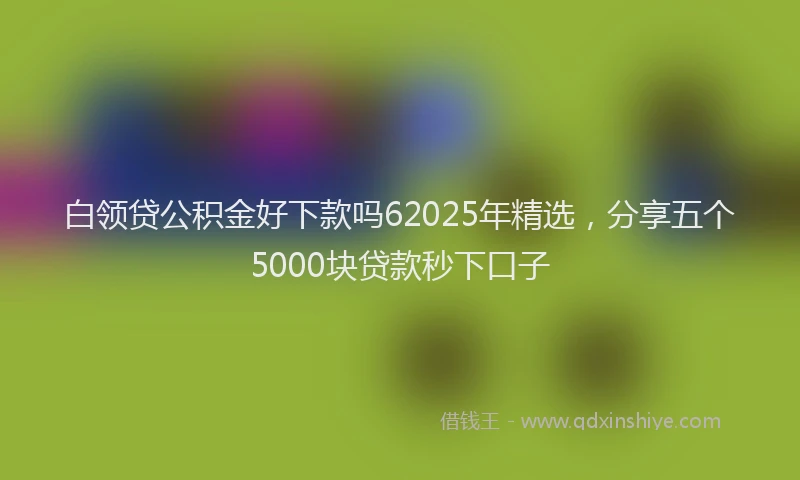 白领贷公积金好下款吗62025年精选，分享五个5000块贷款秒下口子