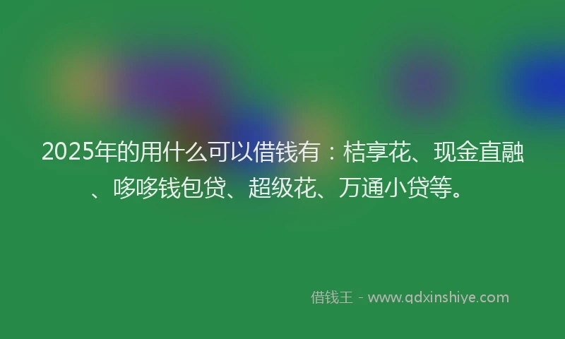 2025年的用什么可以借钱有：桔享花、现金直融、哆哆钱包贷、超级花、万通小贷等。