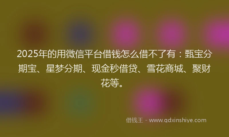 2025年的用微信平台借钱怎么借不了有：甄宝分期宝、星梦分期、现金秒借贷、雪花商城、聚财花等。