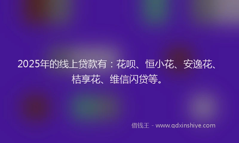 2025年的线上贷款有：花呗、恒小花、安逸花、桔享花、维信闪贷等。