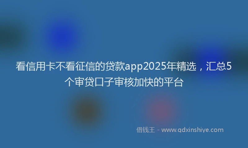 看信用卡不看征信的贷款app2025年精选，汇总5个审贷口子审核加快的平台