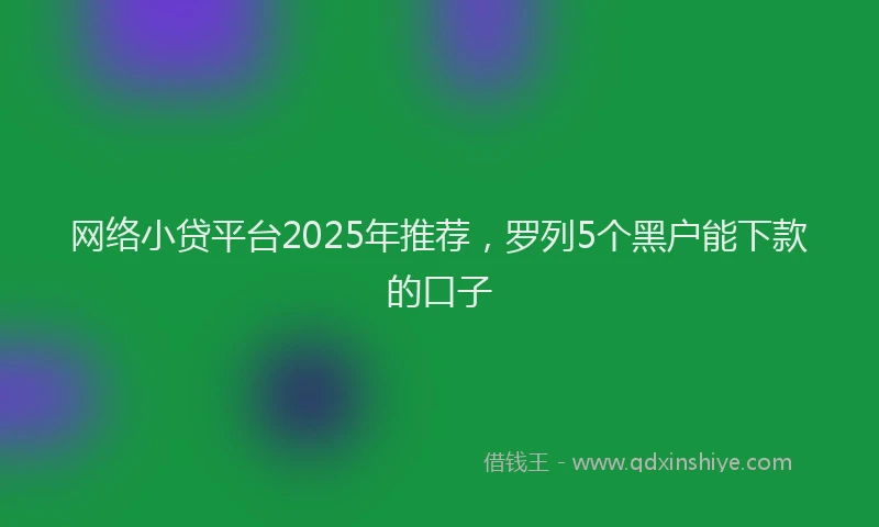网络小贷平台2025年推荐，罗列5个黑户能下款的口子