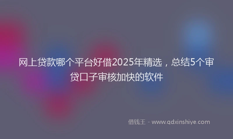 网上贷款哪个平台好借2025年精选，总结5个审贷口子审核加快的软件