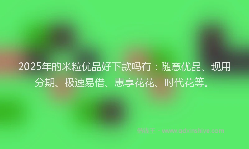 2025年的米粒优品好下款吗有：随意优品、现用分期、极速易借、惠享花花、时代花等。