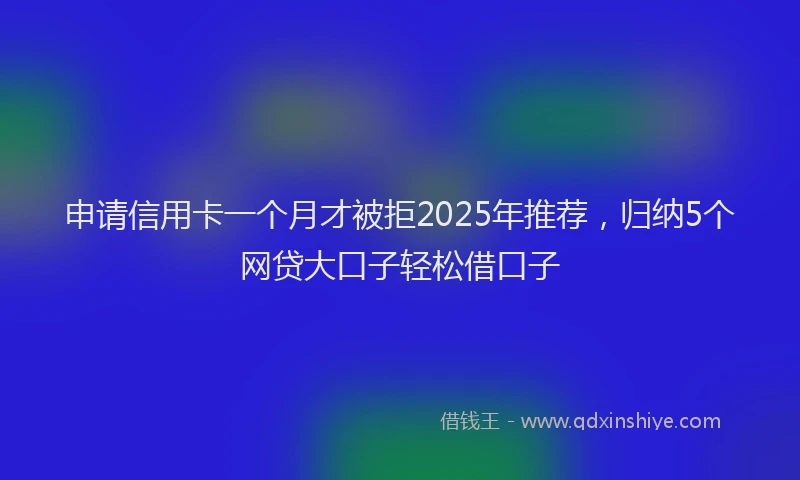 申请信用卡一个月才被拒2025年推荐，归纳5个网贷大口子轻松借口子