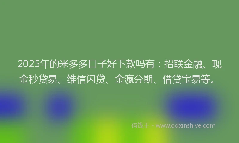 2025年的米多多口子好下款吗有：招联金融、现金秒贷易、维信闪贷、金瀛分期、借贷宝易等。