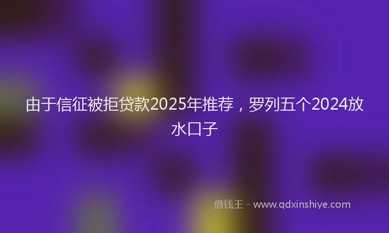 由于信征被拒贷款2025年推荐，罗列五个2024放水口子