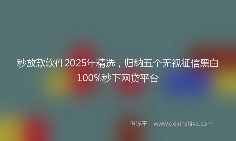 秒放款软件2025年精选，归纳五个无视征信黑白100%秒下网贷平台