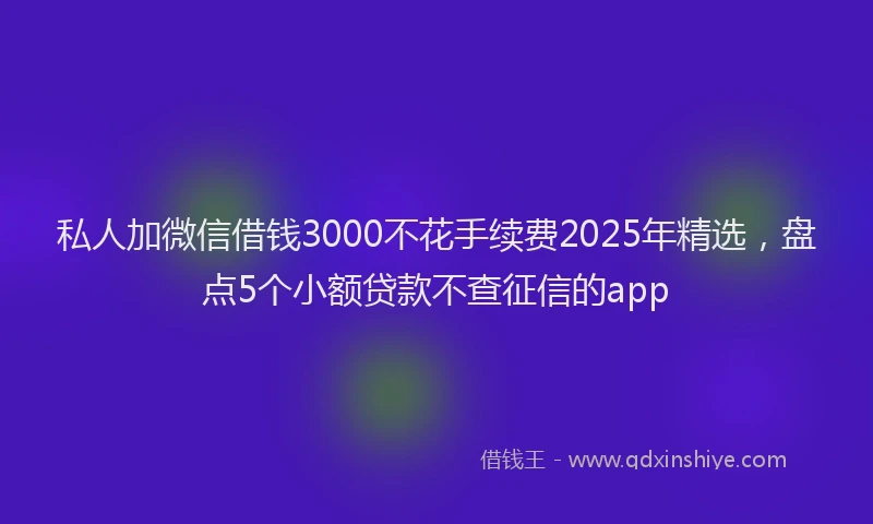 私人加微信借钱3000不花手续费2025年精选，盘点5个小额贷款不查征信的app