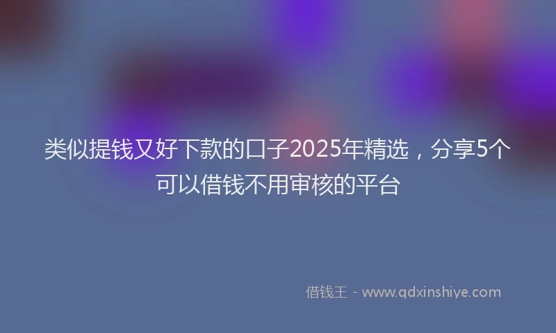 类似提钱又好下款的口子2025年精选，分享5个可以借钱不用审核的平台