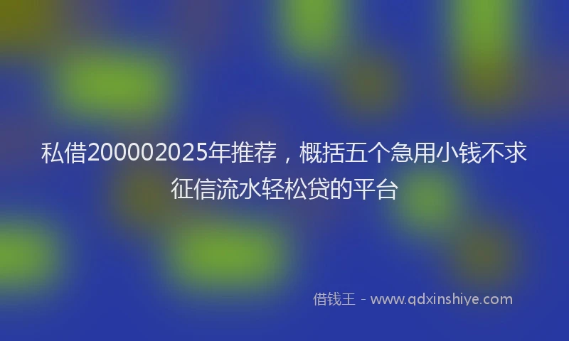 私借200002025年推荐，概括五个急用小钱不求征信流水轻松贷的平台