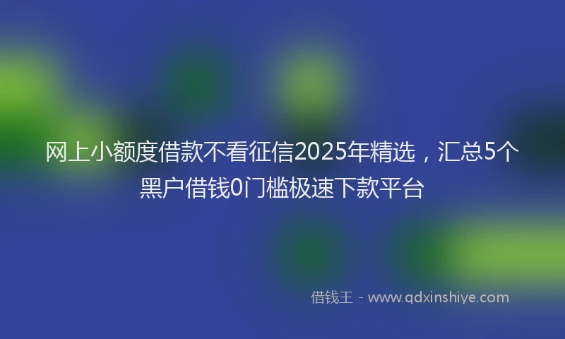 网上小额度借款不看征信2025年精选，汇总5个黑户借钱0门槛极速下款平台