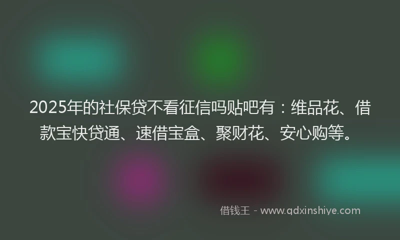 2025年的社保贷不看征信吗贴吧有：维品花、借款宝快贷通、速借宝盒、聚财花、安心购等。