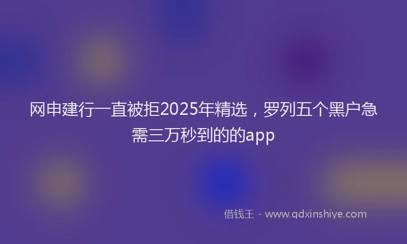 网申建行一直被拒2025年精选，罗列五个黑户急需三万秒到的的app