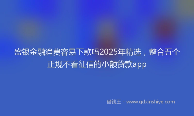 盛银金融消费容易下款吗2025年精选，整合五个正规不看征信的小额贷款app