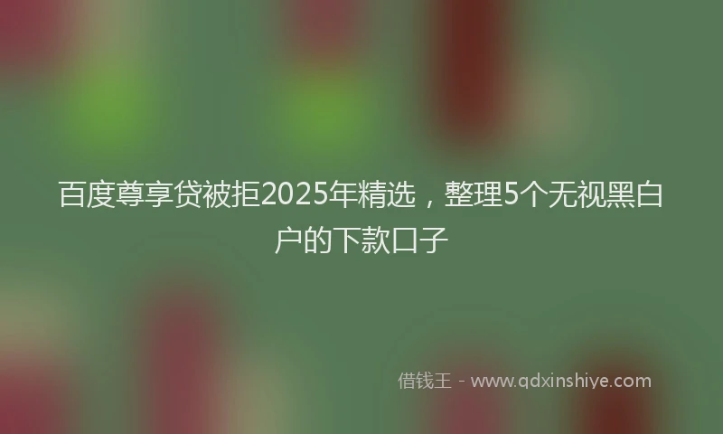 百度尊享贷被拒2025年精选，整理5个无视黑白户的下款口子