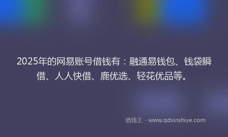 2025年的网易账号借钱有：融通易钱包、钱袋瞬借、人人快借、鹿优选、轻花优品等。
