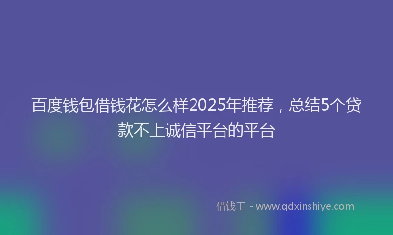 百度钱包借钱花怎么样2025年推荐，总结5个贷款不上诚信平台的平台