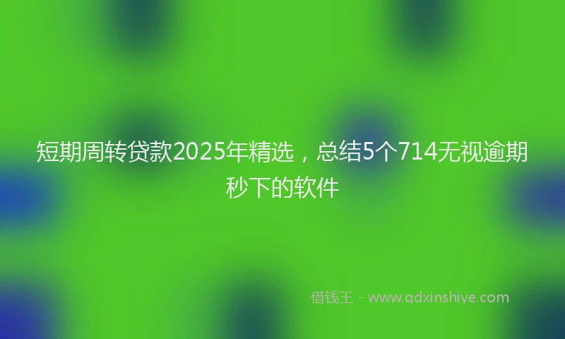短期周转贷款2025年精选，总结5个714无视逾期秒下的软件