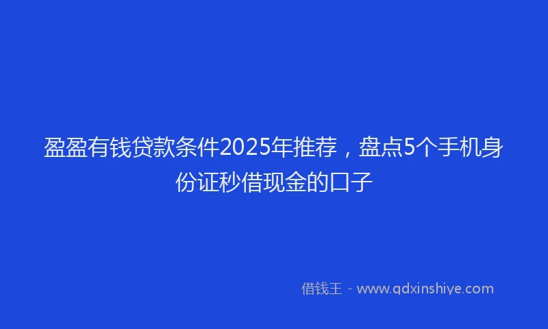 盈盈有钱贷款条件2025年推荐，盘点5个手机身份证秒借现金的口子