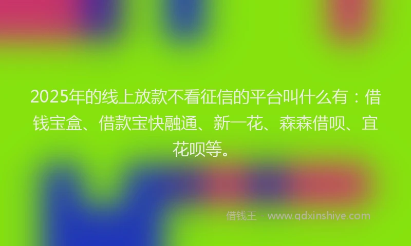 2025年的线上放款不看征信的平台叫什么有：借钱宝盒、借款宝快融通、新一花、森森借呗、宜花呗等。