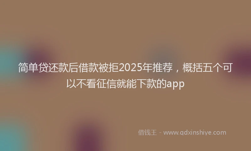 简单贷还款后借款被拒2025年推荐，概括五个可以不看征信就能下款的app