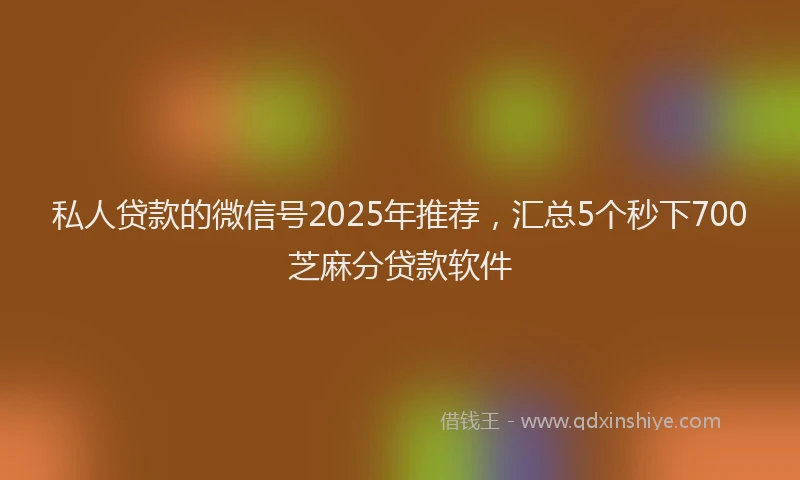 私人贷款的微信号2025年推荐，汇总5个秒下700芝麻分贷款软件