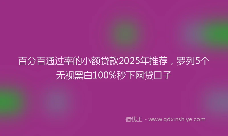 百分百通过率的小额贷款2025年推荐，罗列5个无视黑白100%秒下网贷口子