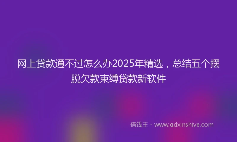 网上贷款通不过怎么办2025年精选，总结五个摆脱欠款束缚贷款新软件