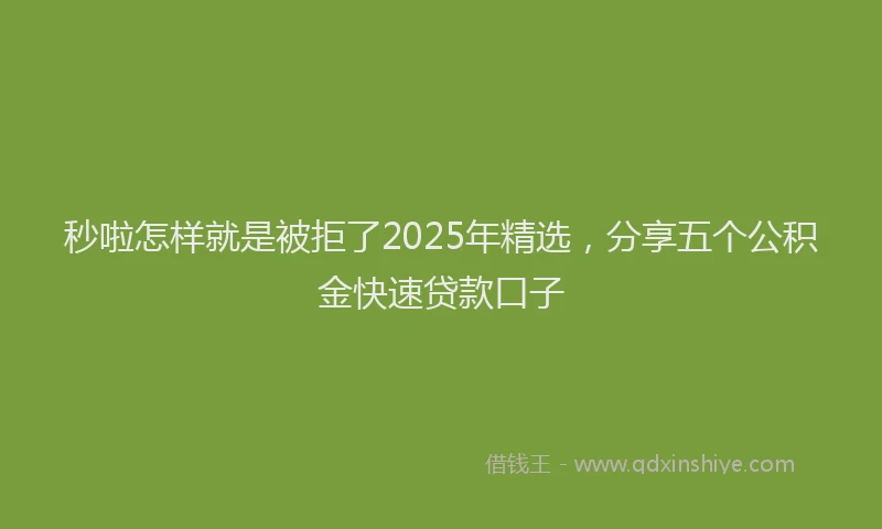 秒啦怎样就是被拒了2025年精选，分享五个公积金快速贷款口子