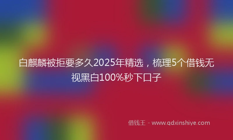 白麒麟被拒要多久2025年精选，梳理5个借钱无视黑白100%秒下口子