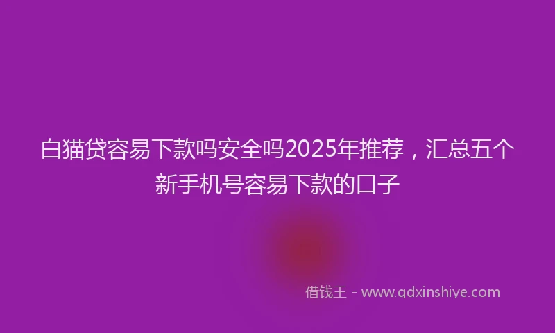 白猫贷容易下款吗安全吗2025年推荐，汇总五个新手机号容易下款的口子