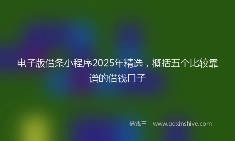 电子版借条小程序2025年精选，概括五个比较靠谱的借钱口子