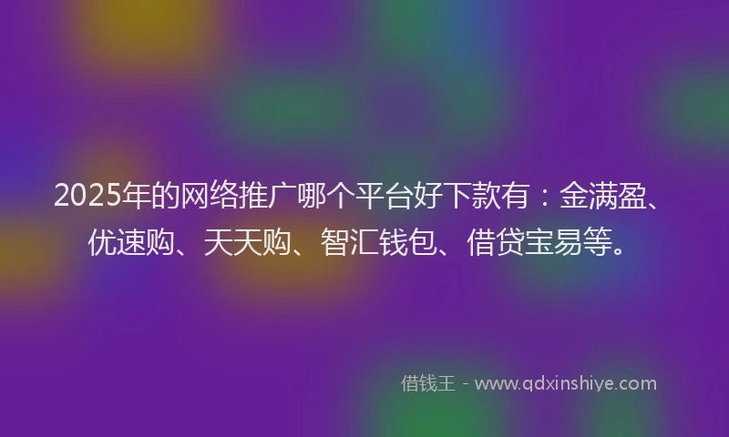 2025年的网络推广哪个平台好下款有：金满盈、优速购、天天购、智汇钱包、借贷宝易等。